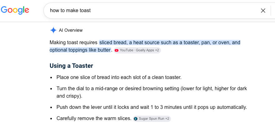 An AI Overview for basic how-to content